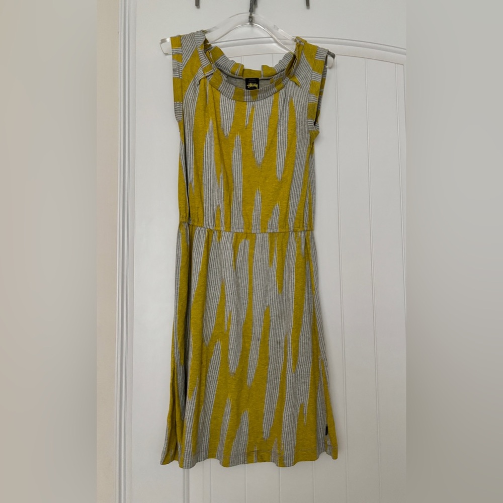 Y2K STUSSY Mod Midi Dress. Yellow and Gray. Excellent Condition